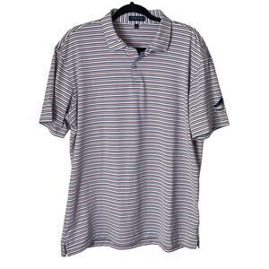 Peter Millar Crown Crafted Polo Shirt L Golf Embroidered Stretch Blue Stripe